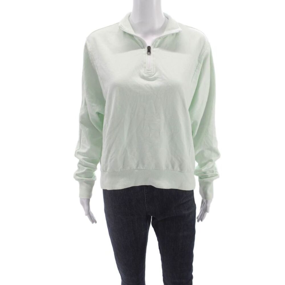 Zella Women Pullover Sweatshirt Green Long Sleeve Collared Size M